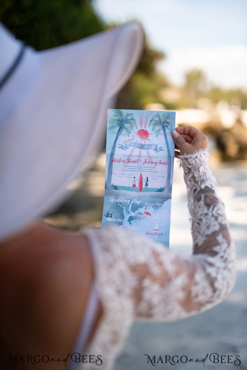 Tropical  Wedding invitations trifold  Wedding Invites destination  wedding Cards -6