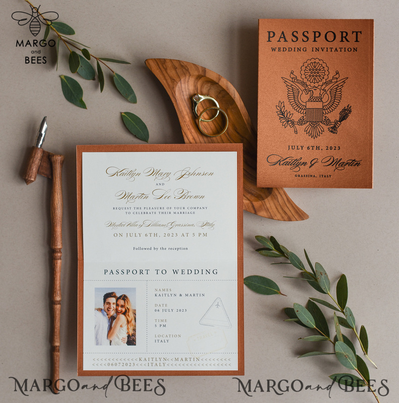 Terracotta Passport Wedding Invitation, Rustic Wedding Cards Boarding Pass, Passport Wedding Invitations  Abroad, Destination Wedding Invites, Travel Map Wedding Stationary-3