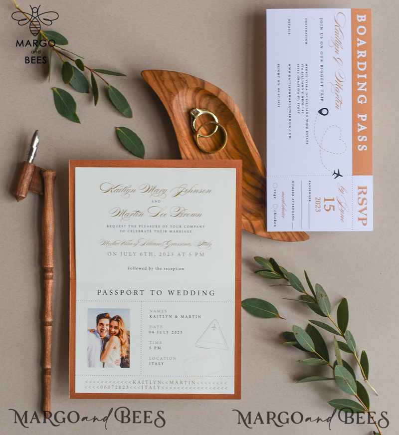 Terracotta Passport Wedding Invitation, Rustic Wedding Cards Boarding Pass, Passport Wedding Invitations  Abroad, Destination Wedding Invites, Travel Map Wedding Stationary-4