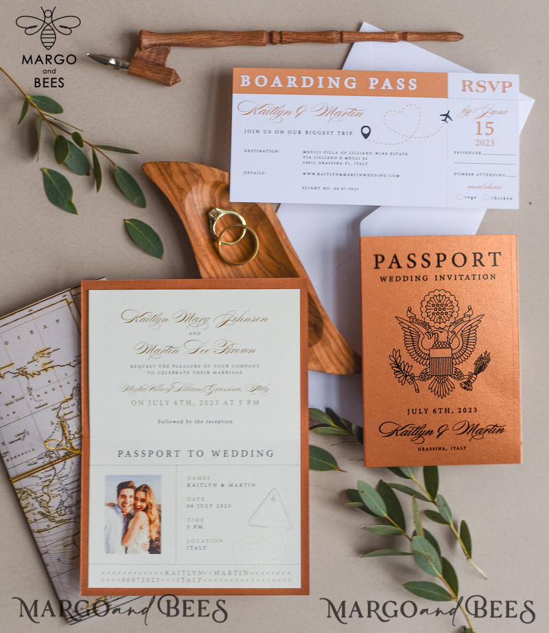 Terracotta Passport Wedding Invitation, Rustic Wedding Cards Boarding Pass, Passport Wedding Invitations  Abroad, Destination Wedding Invites, Travel Map Wedding Stationary-0