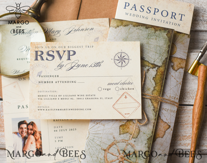 Rustic Passport Wedding Invitation , Travel  Boarding Pass,  Passport Wedding Invitations  Abroad, Destination Wedding Invites, Travel Map Wedding Stationary-3
