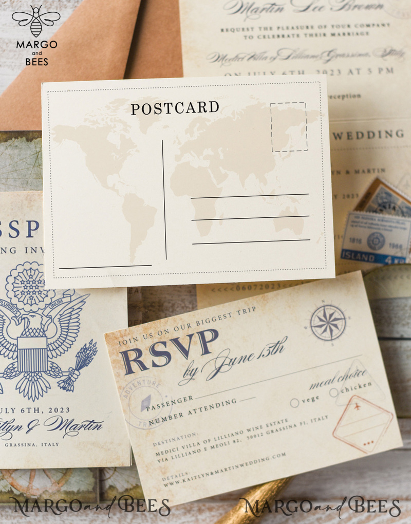 Rustic Passport Wedding Invitation , Travel  Boarding Pass,  Passport Wedding Invitations  Abroad, Destination Wedding Invites, Travel Map Wedding Stationary-6