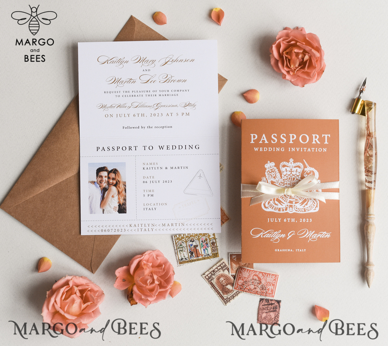 Terracotta Passport Wedding Invitation , Wedding Cards  Boarding Pass,  Passport Wedding Invitations  Abroad, Destination Wedding Invites, Travel Map Wedding Stationary-10