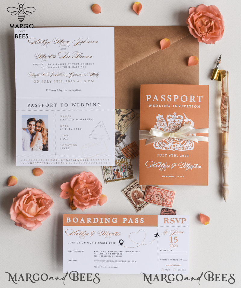 Terracotta Passport Wedding Invitation , Wedding Cards  Boarding Pass,  Passport Wedding Invitations  Abroad, Destination Wedding Invites, Travel Map Wedding Stationary-7