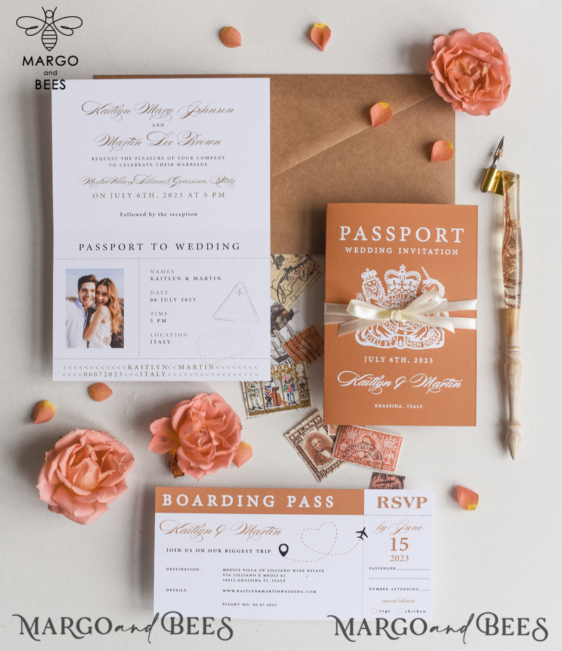 Terracotta Passport Wedding Invitation , Wedding Cards  Boarding Pass,  Passport Wedding Invitations  Abroad, Destination Wedding Invites, Travel Map Wedding Stationary-0