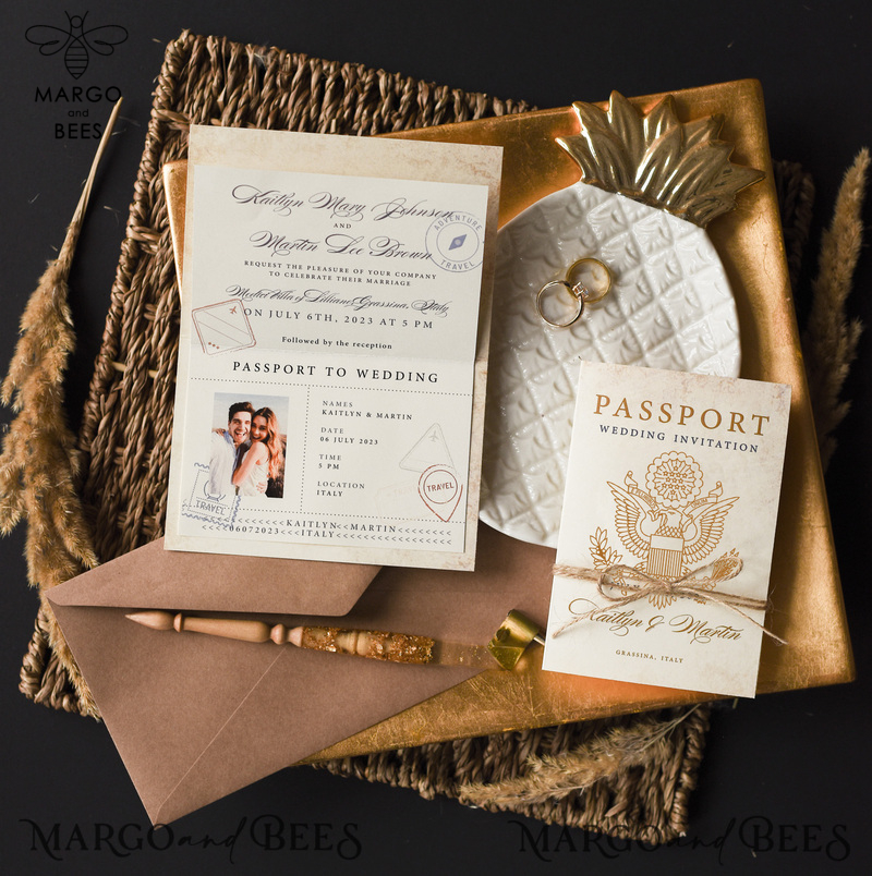 Rustic Passport Wedding Invitation , Travel  Boarding Pass,  Passport Wedding Invitations  Abroad, Destination Wedding Invites, Travel Map Wedding Stationary-1