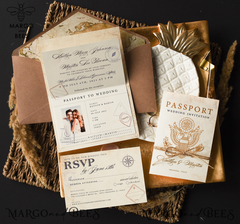 Rustic Passport Wedding Invitation , Travel  Boarding Pass,  Passport Wedding Invitations  Abroad, Destination Wedding Invites, Travel Map Wedding Stationary-0