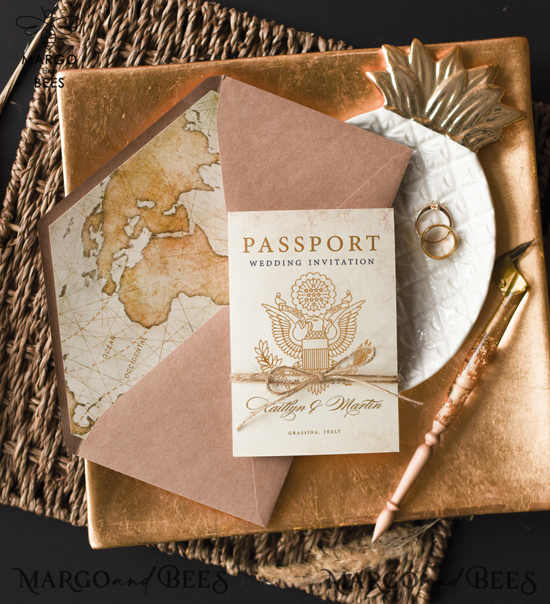Rustic Passport Wedding Invitation , Travel  Boarding Pass,  Passport Wedding Invitations  Abroad, Destination Wedding Invites, Travel Map Wedding Stationary-2