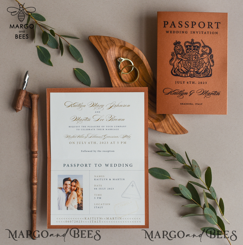Terracotta Passport Wedding Invitation , Wedding Cards  Boarding Pass,  Passport Wedding Invitations  Abroad, Destination Wedding Invites, Travel Map Wedding Stationary-5
