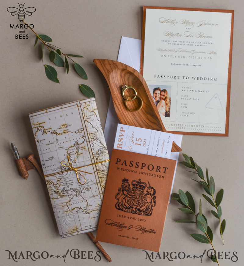 Terracotta Passport Wedding Invitation , Wedding Cards  Boarding Pass,  Passport Wedding Invitations  Abroad, Destination Wedding Invites, Travel Map Wedding Stationary-7