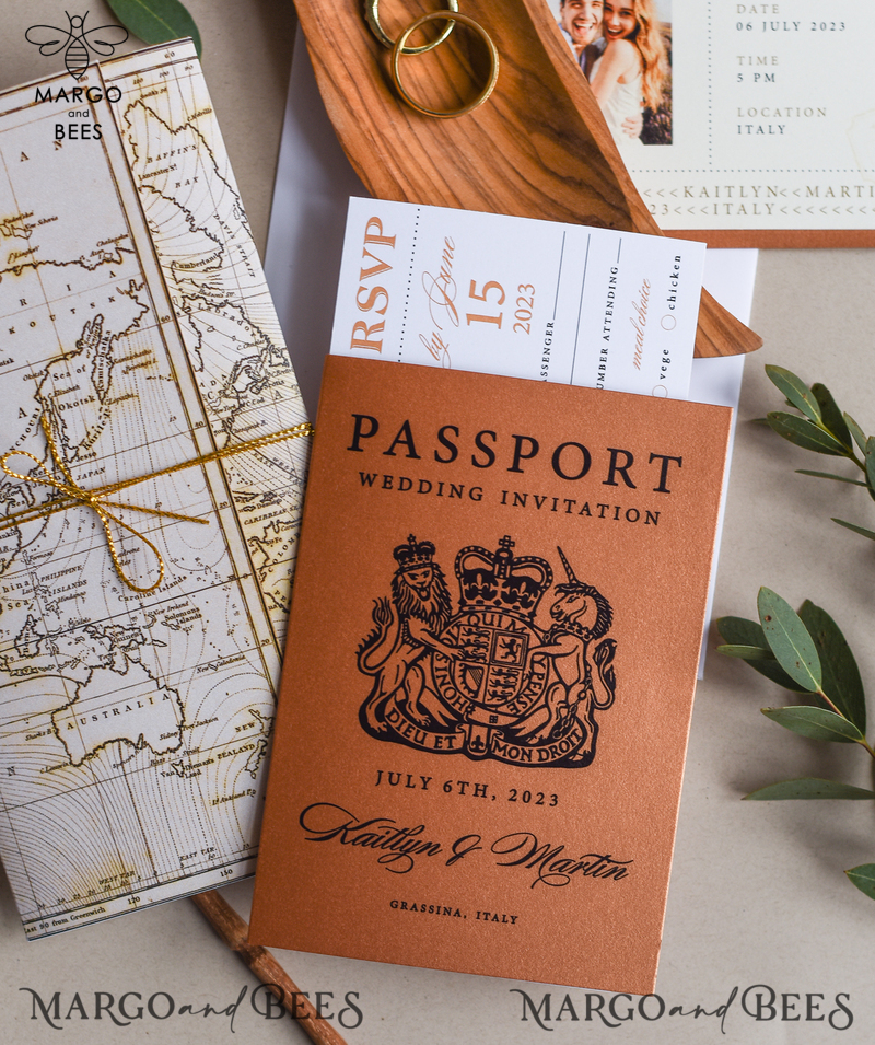 Terracotta Passport Wedding Invitation , Wedding Cards  Boarding Pass,  Passport Wedding Invitations  Abroad, Destination Wedding Invites, Travel Map Wedding Stationary-8