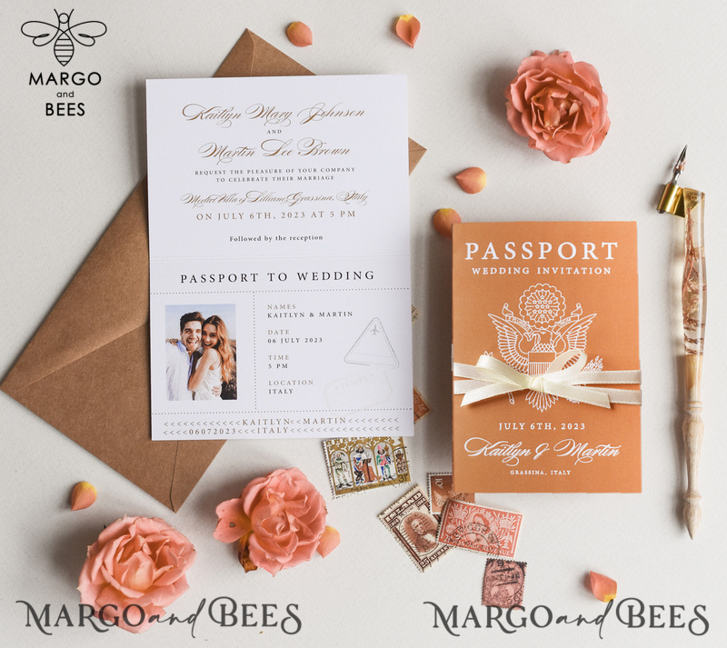 Terracotta Passport Wedding Invitation, Rustic Wedding Cards Boarding Pass, Passport Wedding Invitations  Abroad, Destination Wedding Invites, Travel Map Wedding Stationary-6