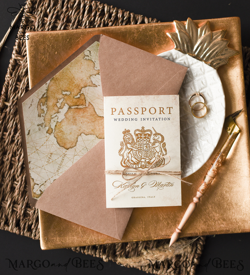 Rustic Passport Wedding Invitation , Travel  Boarding Pass,  Passport Wedding Invitations  Abroad, Destination Wedding Invites, Travel Map Wedding Stationary-4