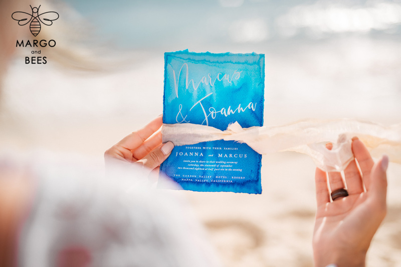 Tropical beach Wedding Invitations, Mexico Watercolor Seaside Wedding Invites, Rustic Wedding Cards -10