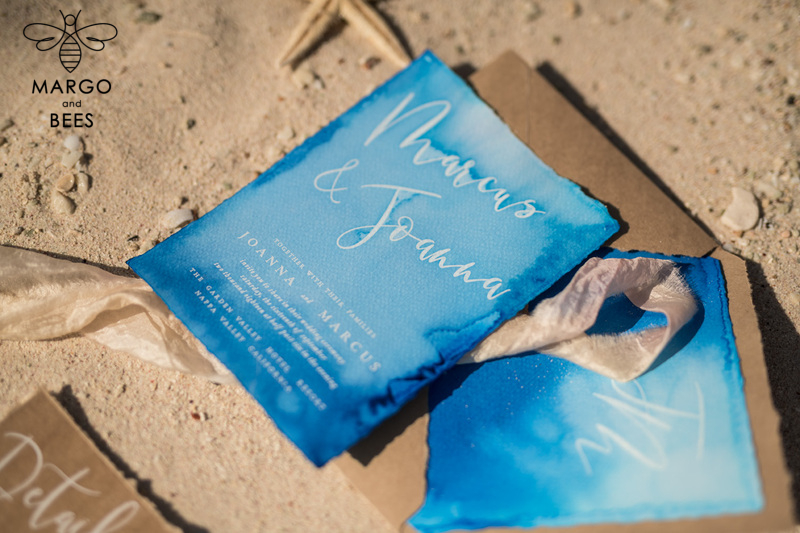 Tropical beach Wedding Invitations, Mexico Watercolor Seaside Wedding Invites, Rustic Wedding Cards -21