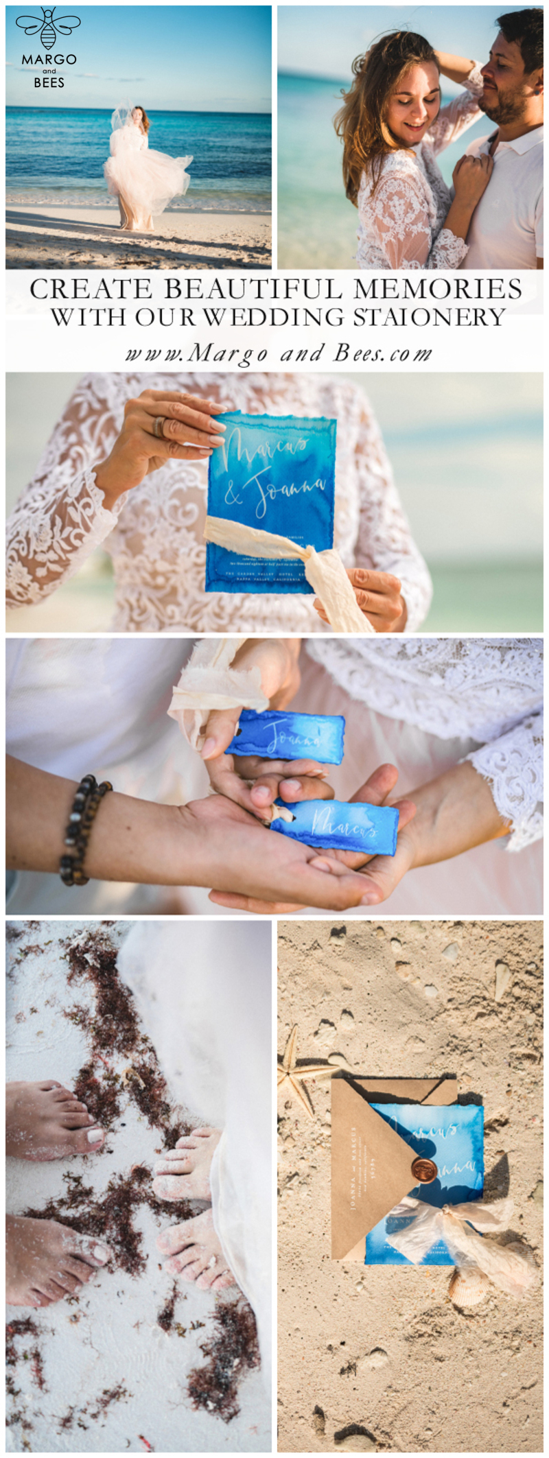 Tropical beach Wedding Invitations, Mexico Watercolor Seaside Wedding Invites, Rustic Wedding Cards -23