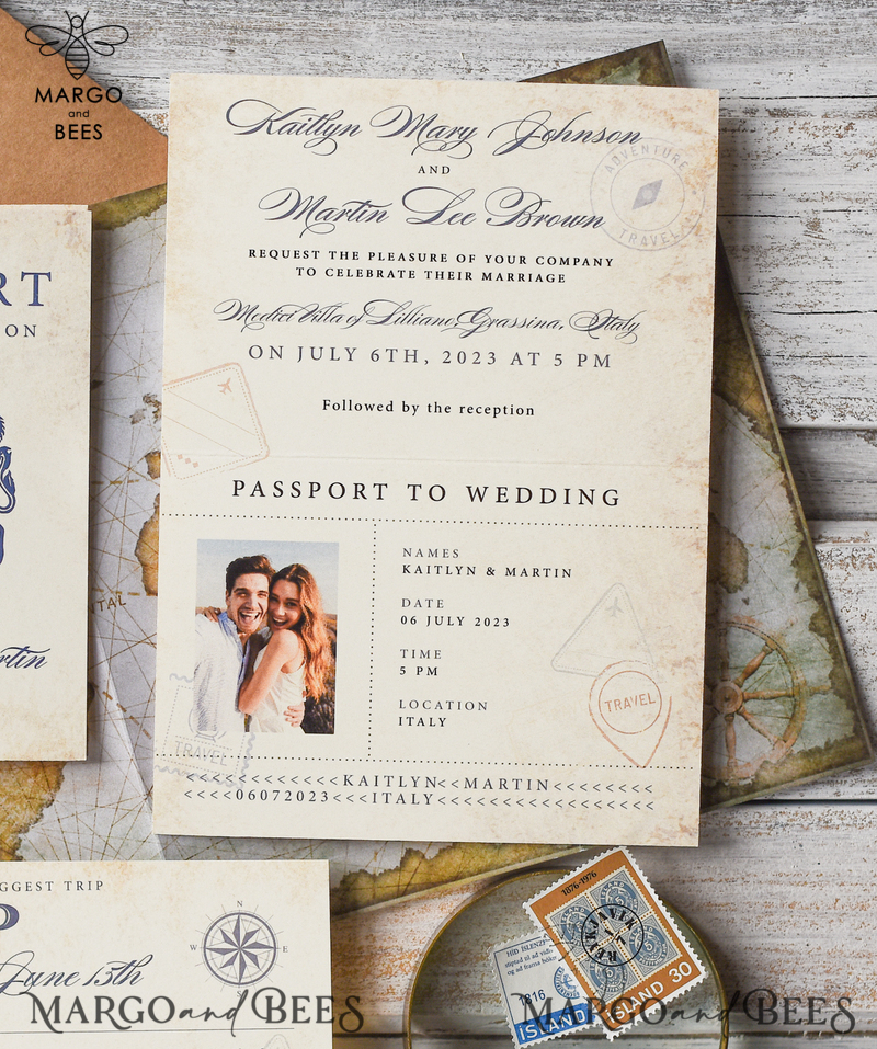  Luxury Passport Wedding Invitation , Rustic  Boarding Pass,  Passport Wedding Invitations  Abroad, Destination Wedding Invites, Travel Map Wedding Stationary-4