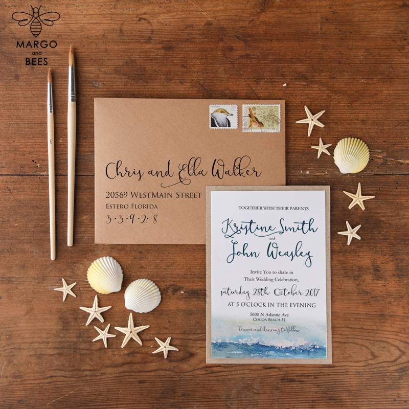 Personalised Wedding invitations romantic beach destination invites eco  -4