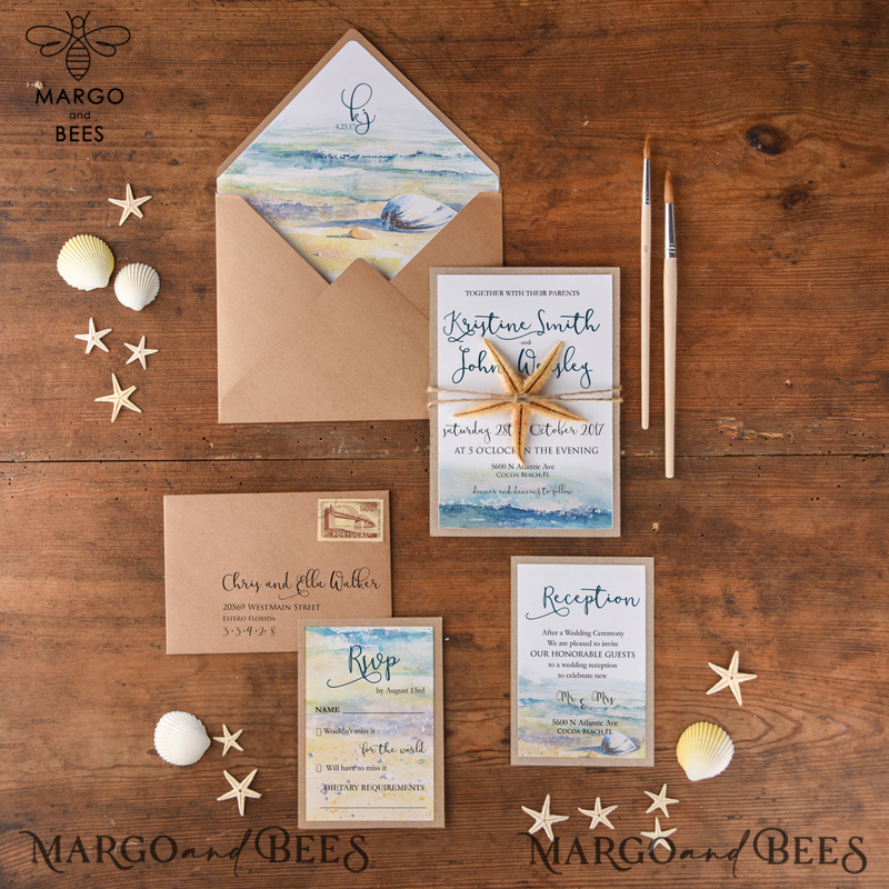 Custom wedding invitation, unique destination wedding stationery, eco-0