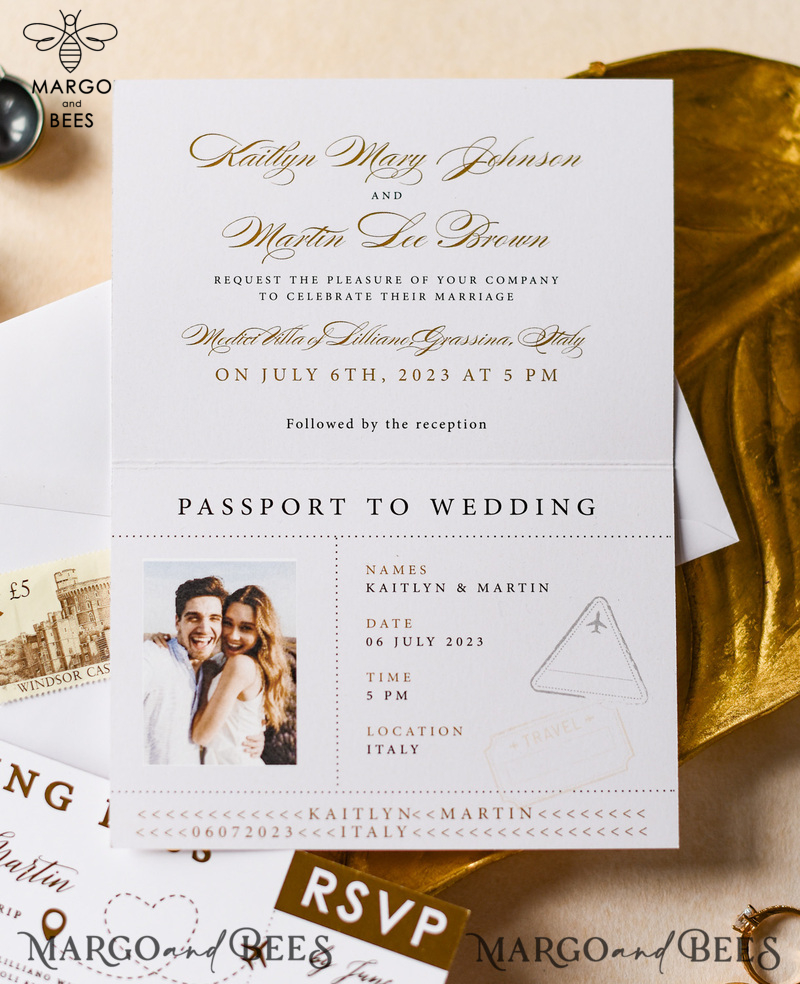 White Gold  Passport Wedding Invitation, Golden Plane Wedding Cards  Boarding Pass,  Travel Passport Wedding Invitations  Abroad, Destination Wedding Invites, Travel Map Wedding Stationary-9