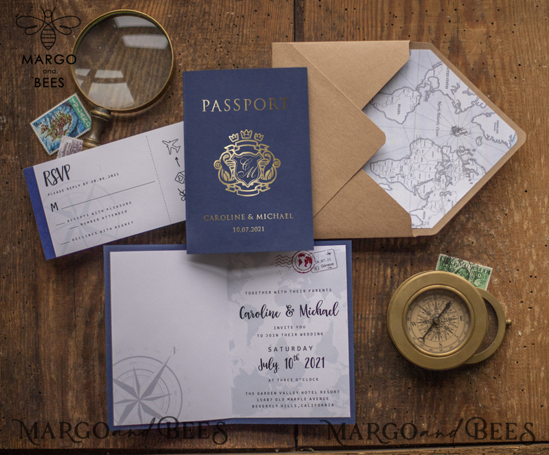 Passport  Wedding invitations suite  travel Wedding Invites air ticket  wedding Cards -0