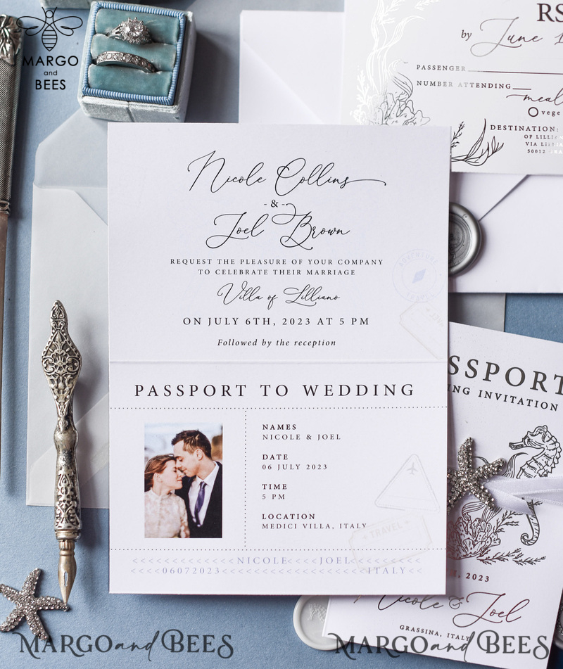 Wedding invitations custom colors, romantic beach destination invites-1