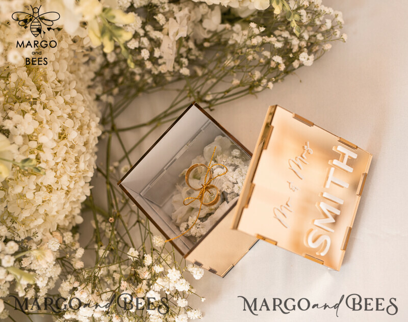 Luxury Acrylic Gold Ring Box: Boho Glam Wedding Ring Boxes for Ceremony with Mirror Acrylic and Custom Colors-4