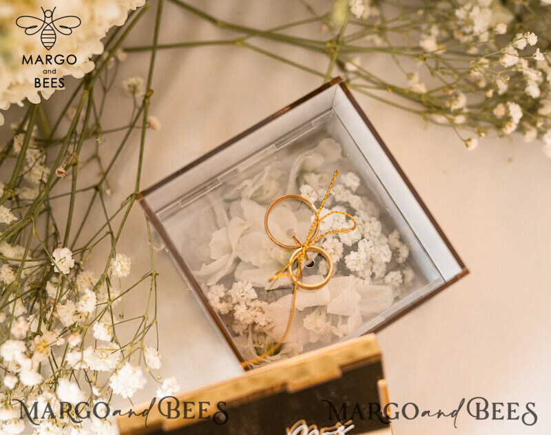 Luxury Acrylic Gold Ring Box: Boho Glam Wedding Ring Boxes for Ceremony with Mirror Acrylic and Custom Colors-9