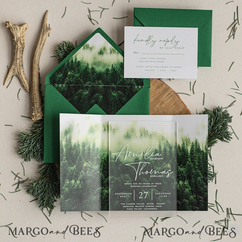 Forest Acrylic Wedding Invitation Suite, Modern Rustic Wedding Invites-9