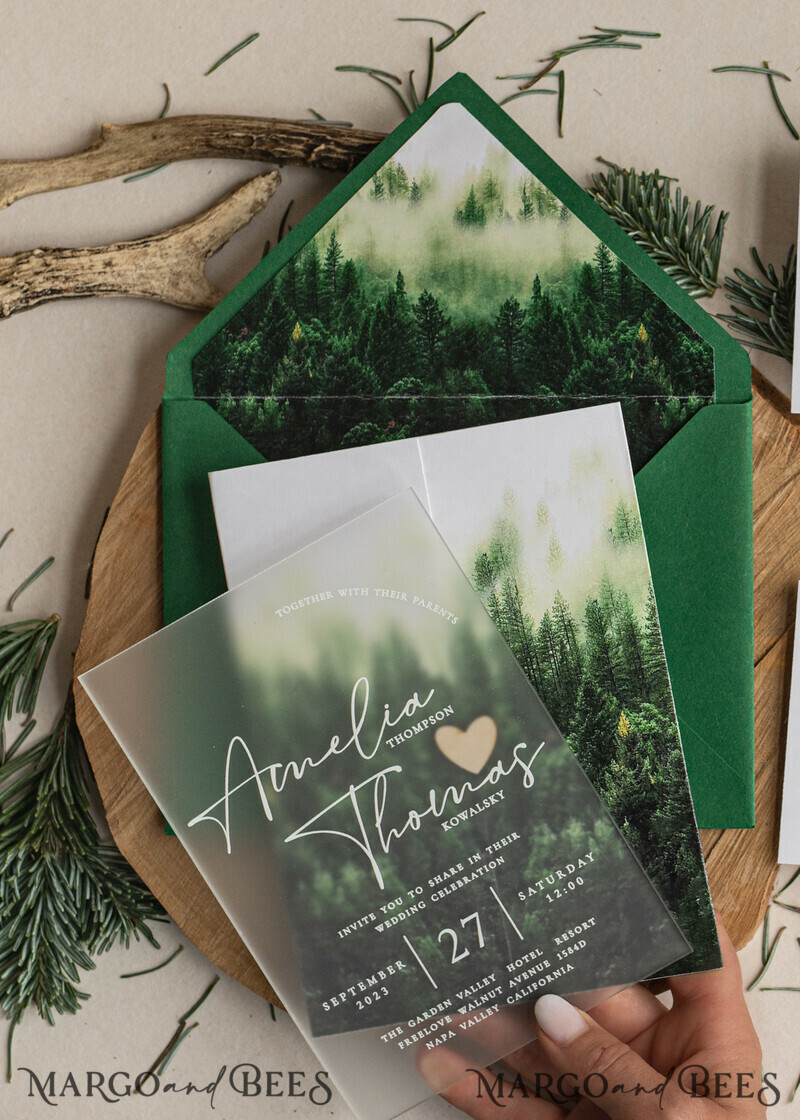 Forest Acrylic Wedding Invitation Suite, Modern Rustic Wedding Invites-1