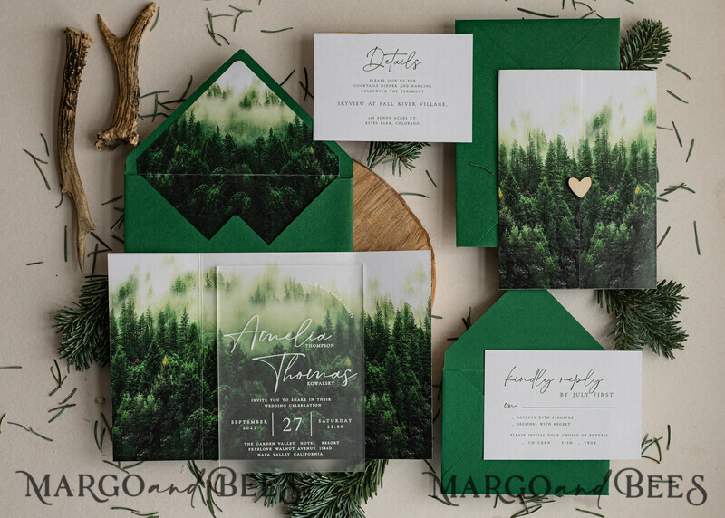 Forest Acrylic Wedding Invitation Suite, Modern Rustic Wedding Invites-2