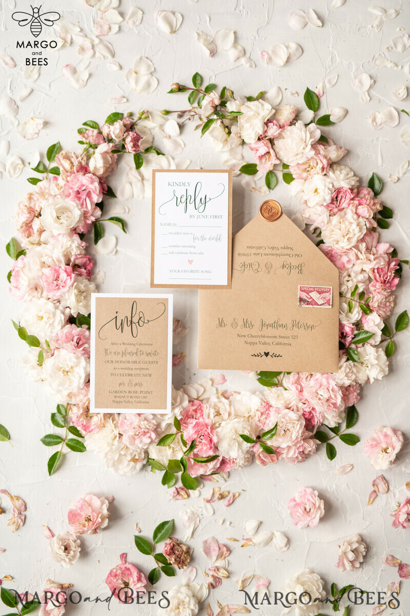 Vintage Wooden Wedding Invitations, Elegant Birch Heart Wedding Cards, Bespoke Eco Paper Wedding Invites, Handmade Wedding Stationery-15