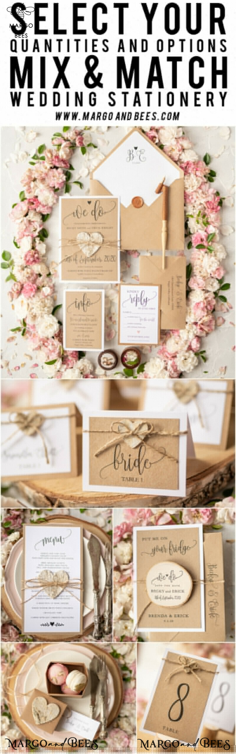 Vintage Wooden Wedding Invitations, Elegant Birch Heart Wedding Cards, Bespoke Eco Paper Wedding Invites, Handmade Wedding Stationery-16