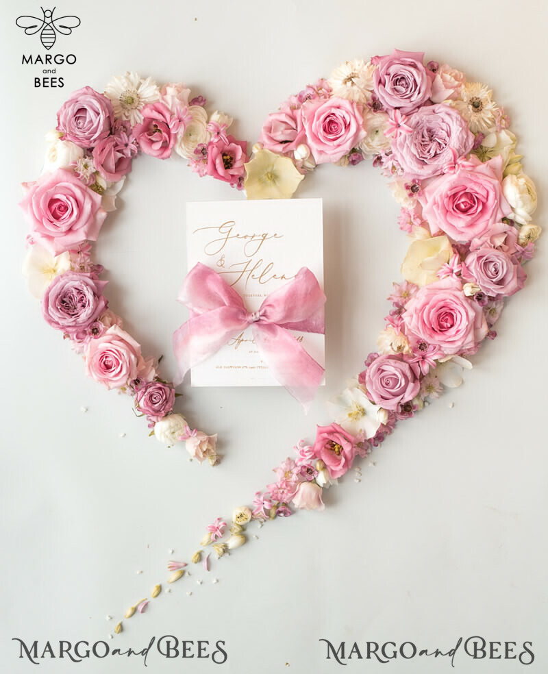 Romantic Blush Pink Wedding Invitations: Vintage Floral Suite with Elegant Hand Dyed Bow and Glamourous Peony Stationery-11