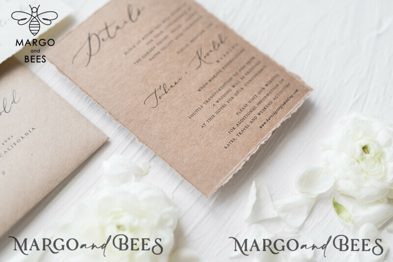 Elegant Vintage Wedding Invitations with Eco-Friendly Ecru Paper and Hand-Dyed Silk Ribbon-8