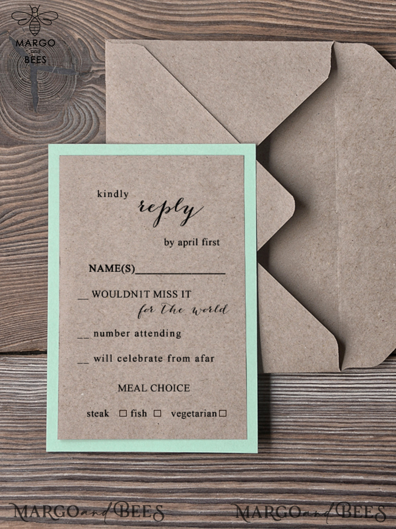 Modern Mint Wedding Invitations Cheap Stationery with Handmade Envelope -2