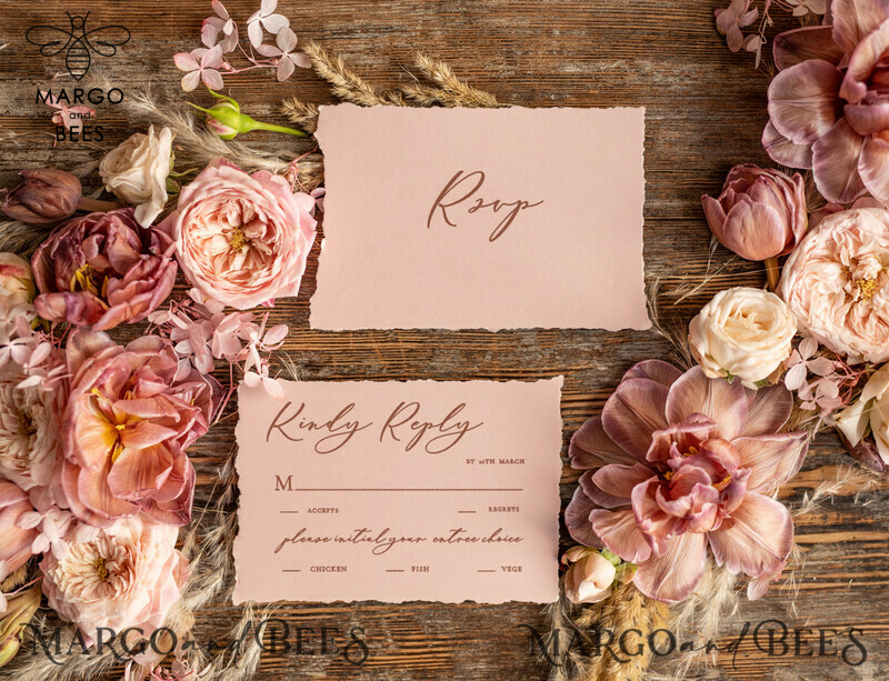 Elegant Vintage Wedding Invitations: Romantic Blush Pink Design with Luxury Oil Paint and Handmade Vellum Suite-9