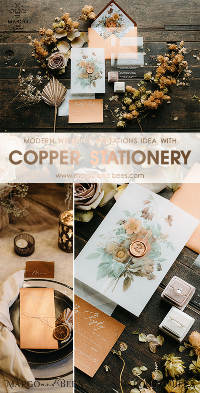 Luxurious wedding invitation, copper wedding suite, fall wedding invitations stationery-4