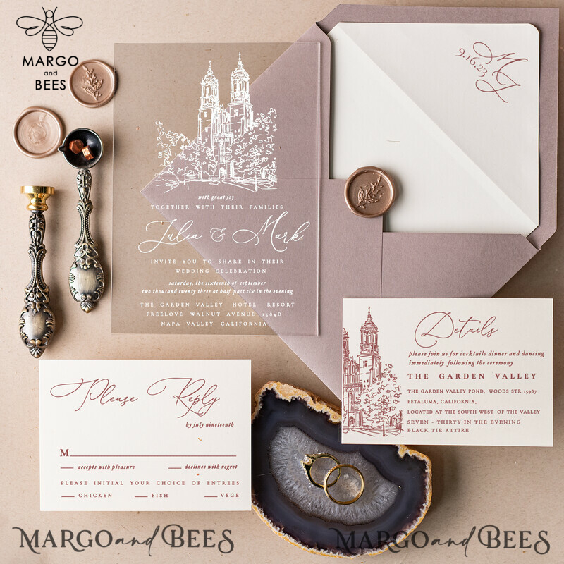 Elegant Minimalist Wedding Stationery: Modern Acrylic Wedding Invitations and Nude Plexi Invitation Suite-2