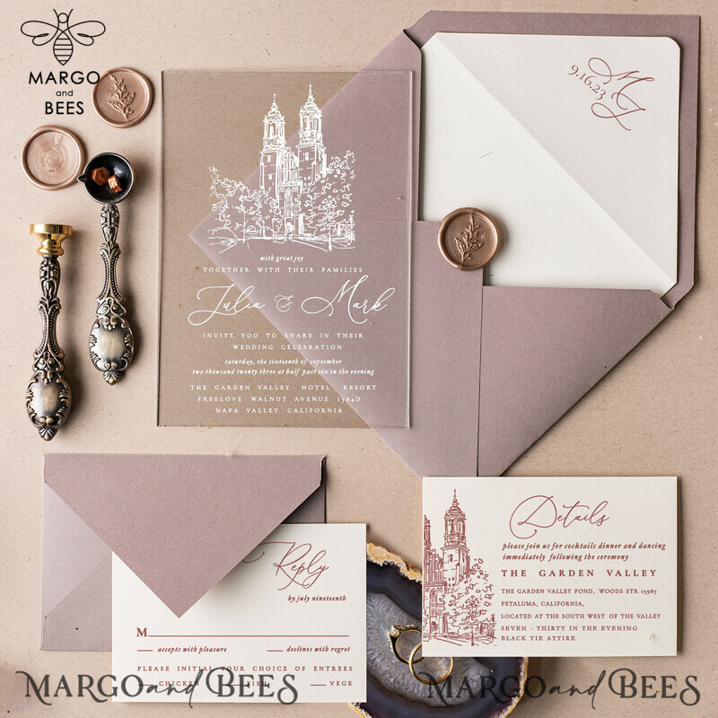 Elegant Minimalist Wedding Stationery: Modern Acrylic Wedding Invitations and Nude Plexi Invitation Suite-0