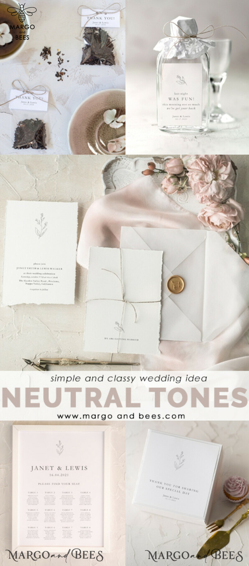 Elegant and Minimalistic White Wedding Invitations: Handmade Stationery with Vellum Envelope-3