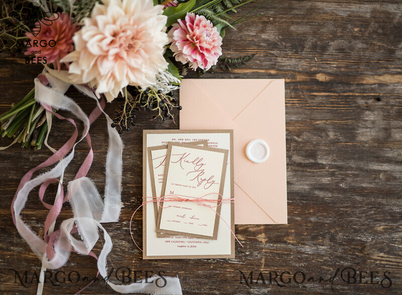 Floral Vintage Wedding Invitations, Bespoke And Elegant Wedding Invites, Minimalistic Wedding Cards, Handmade Wedding Stationery-1