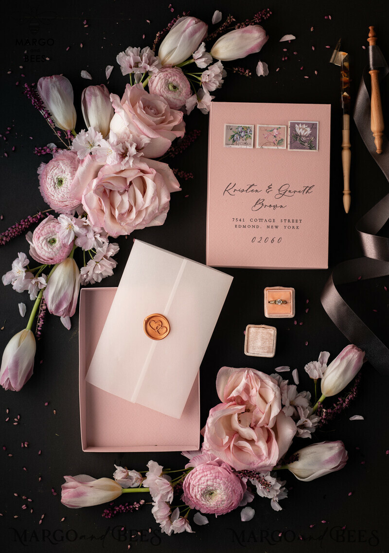 Wedding invitations Luxury elegant style transparent invite in box with bow-10