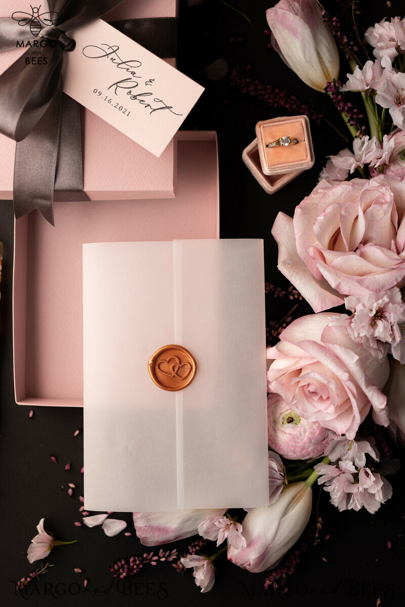 Wedding invitations Luxury elegant style transparent invite in box with bow-13
