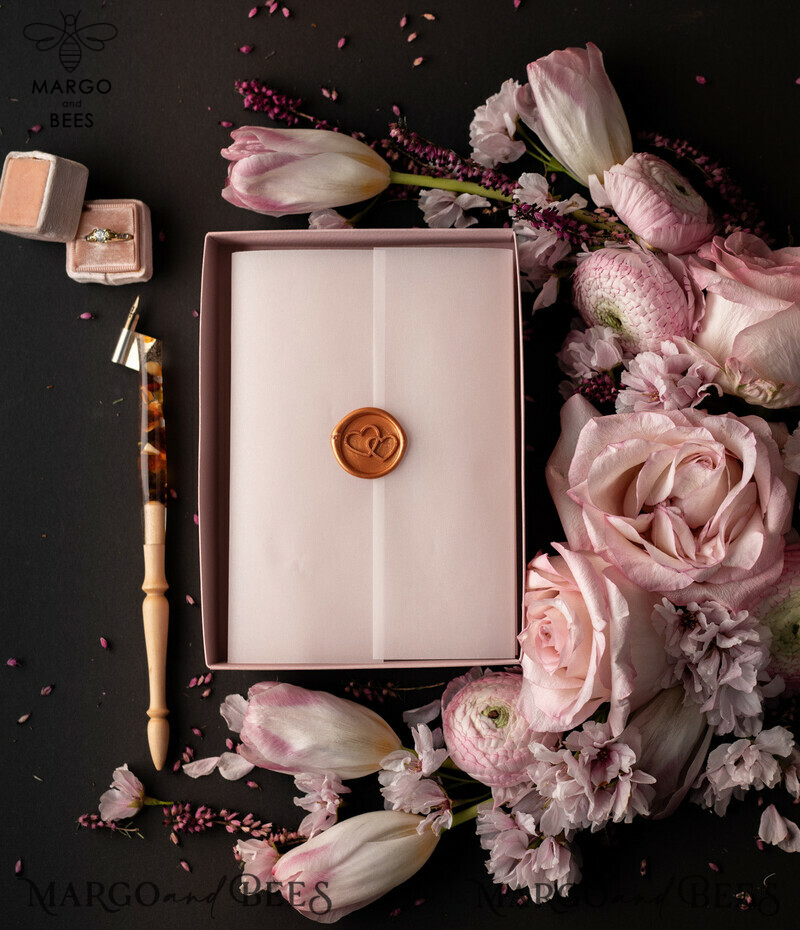 Wedding invitations Luxury elegant style transparent invite in box with bow-14