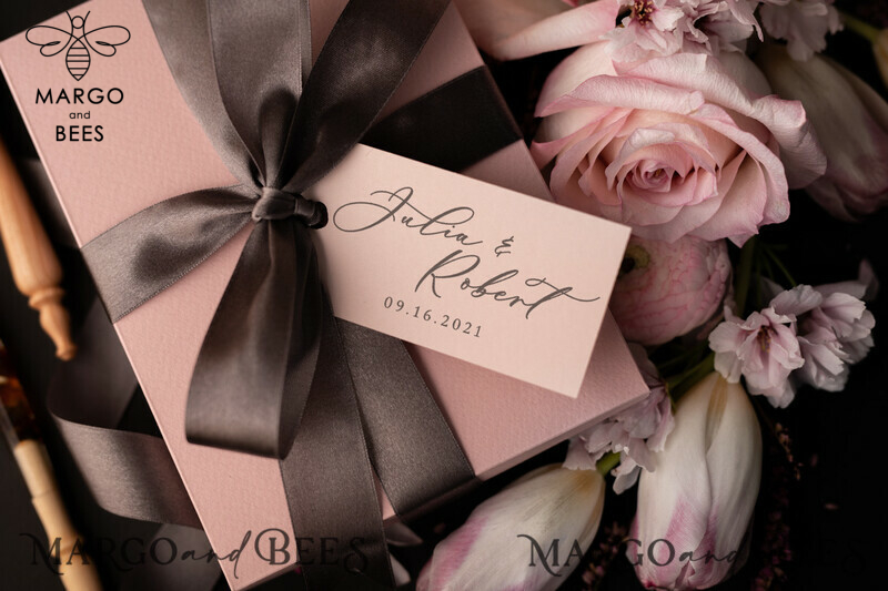 Wedding invitations Luxury elegant style transparent invite in box with bow-2