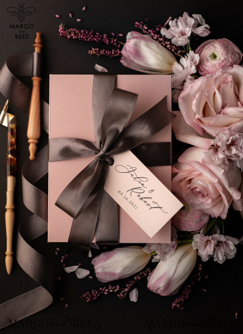 Wedding invitations Luxury elegant style transparent invite in box with bow-3