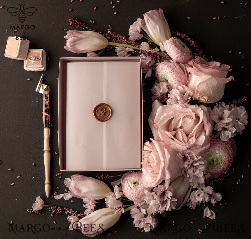 Wedding invitations Luxury elegant style transparent invite in box with bow-9