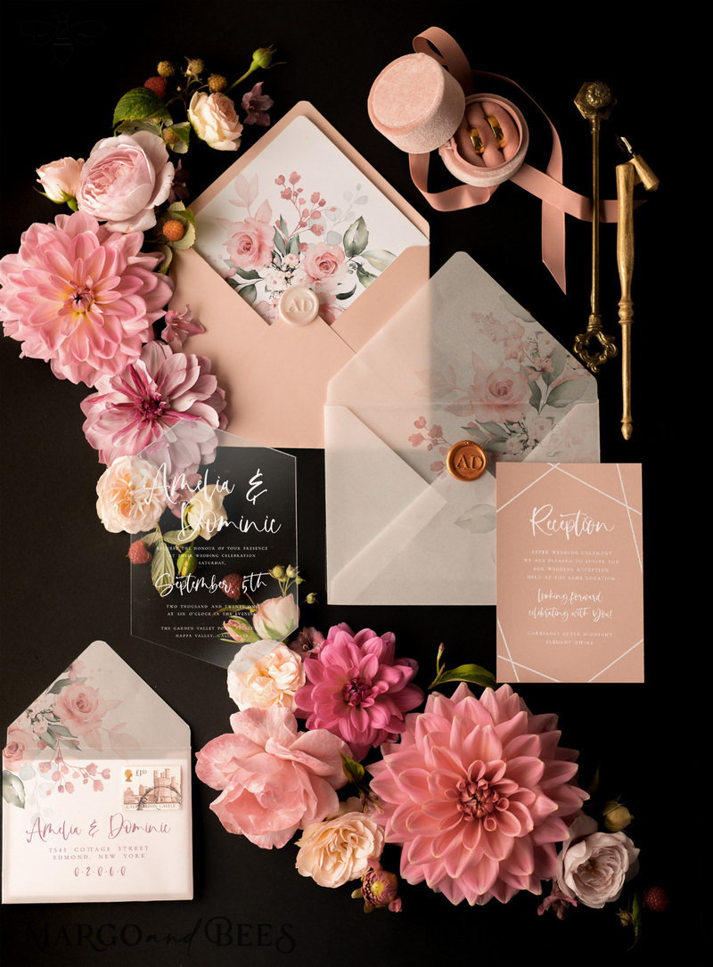 Wedding invitations online fairytale blush pink calligraphy-11