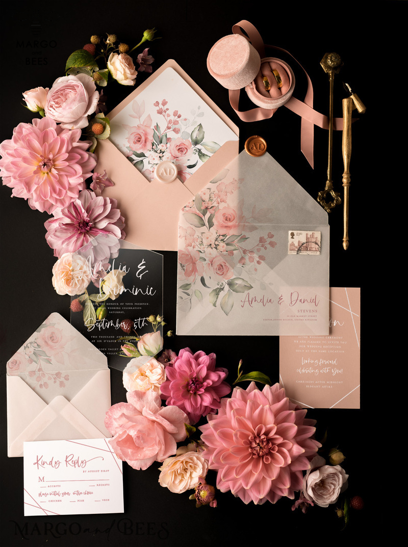 Wedding invitations online fairytale blush pink calligraphy-12
